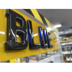 4D GEL 4MM BLUE NEON LAYERED NUMBER PLATES MOT DVLA & UK RD COMPLIANT (SET OF 2)