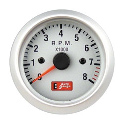 Silver Face Tachometer Gauge.